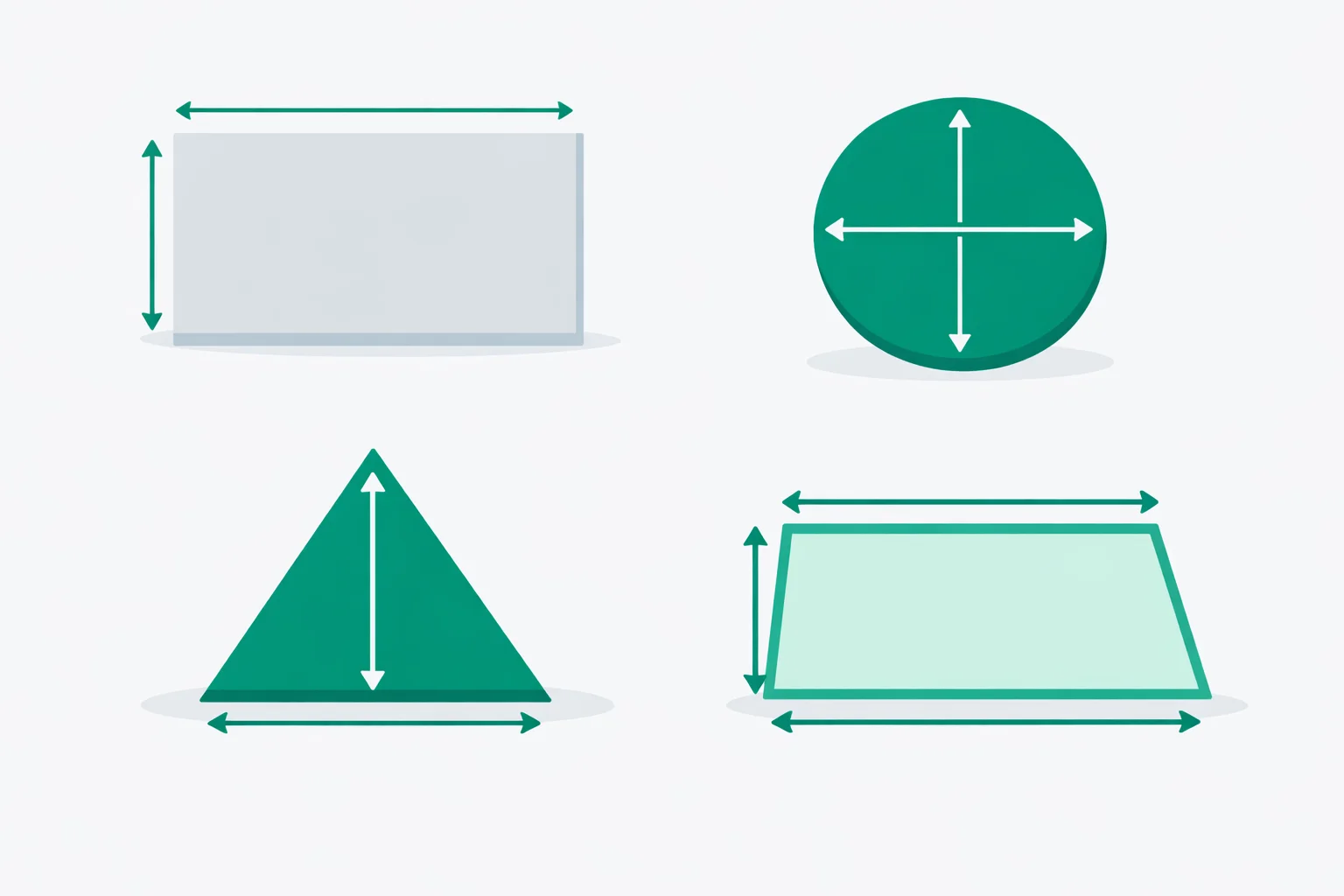Area Calculator - visual guide to calculating area for different shapes