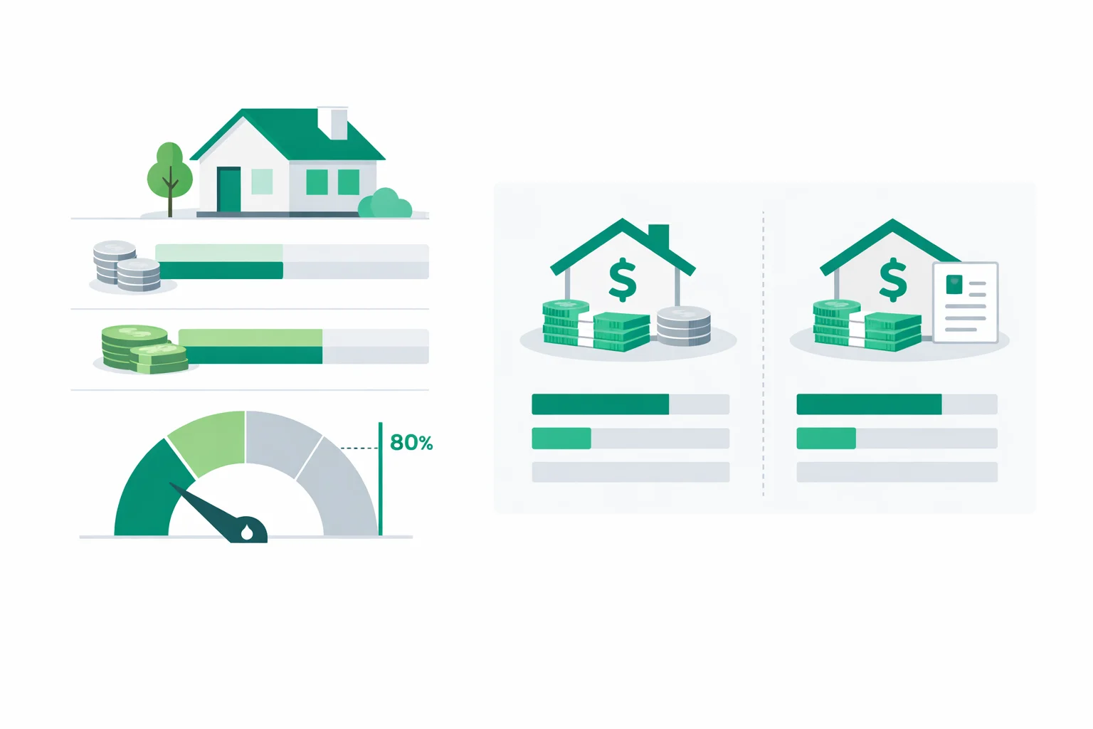 Cash-out refinance calculator showing home value, current balance, cash-out amount, the new loan-to-value ratio against the 80% cap, and a cost comparison with a home equity loan