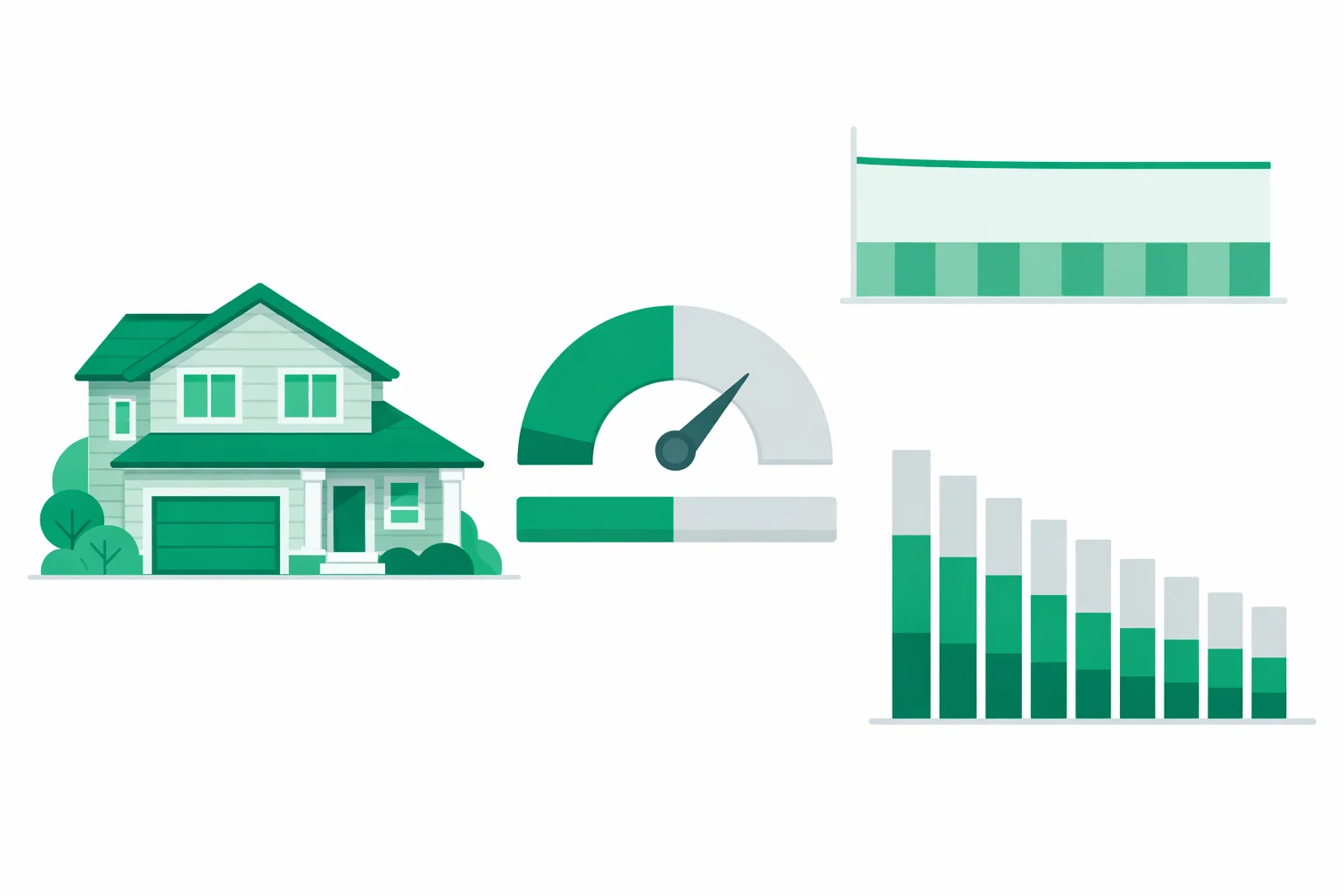 Home equity loan calculator showing fixed-rate payment schedule with principal and interest breakdown over time