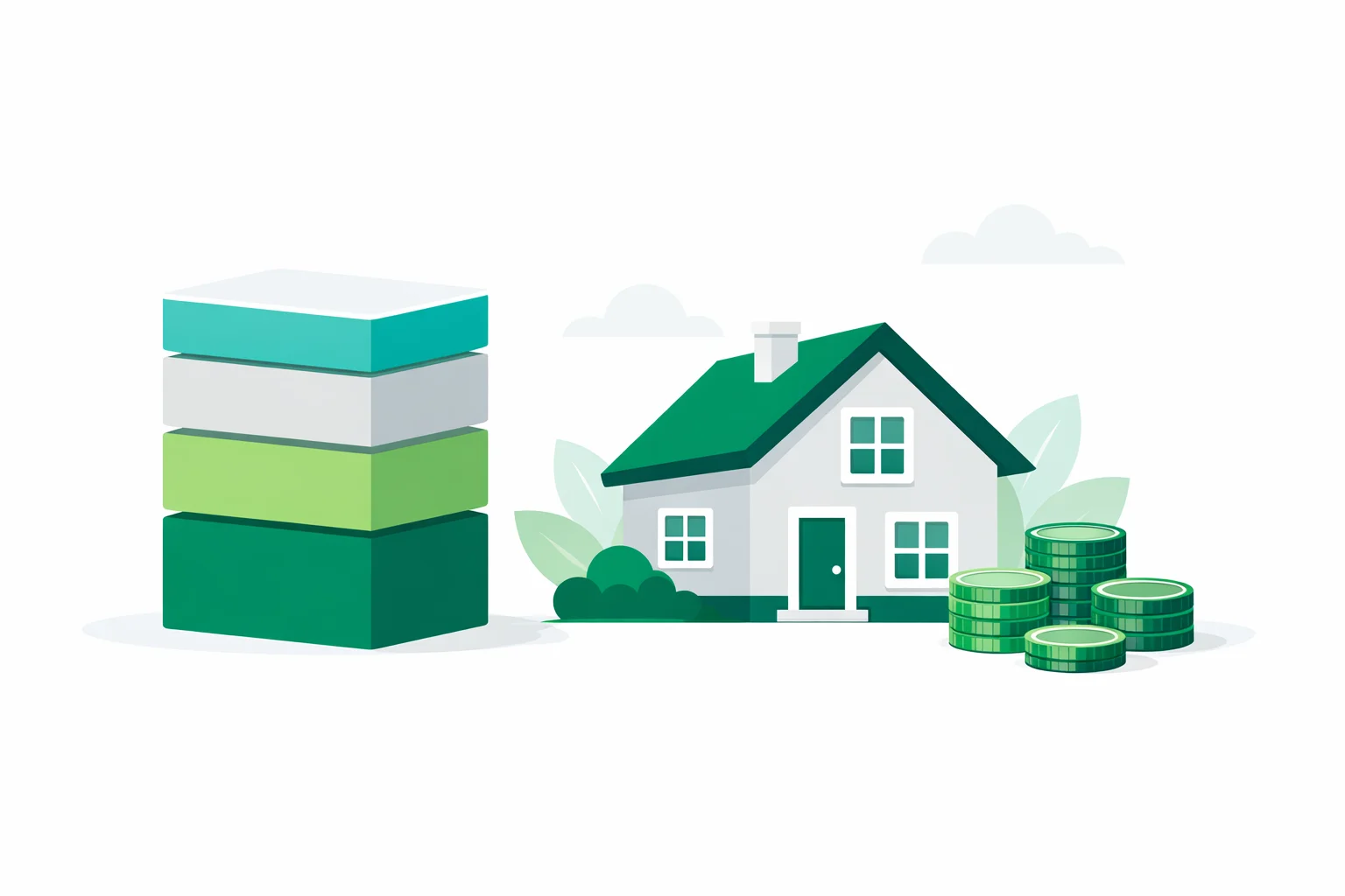 Mortgage payment breakdown showing principal and interest, property tax, homeowners insurance, and PMI stacked into a full PITI monthly payment