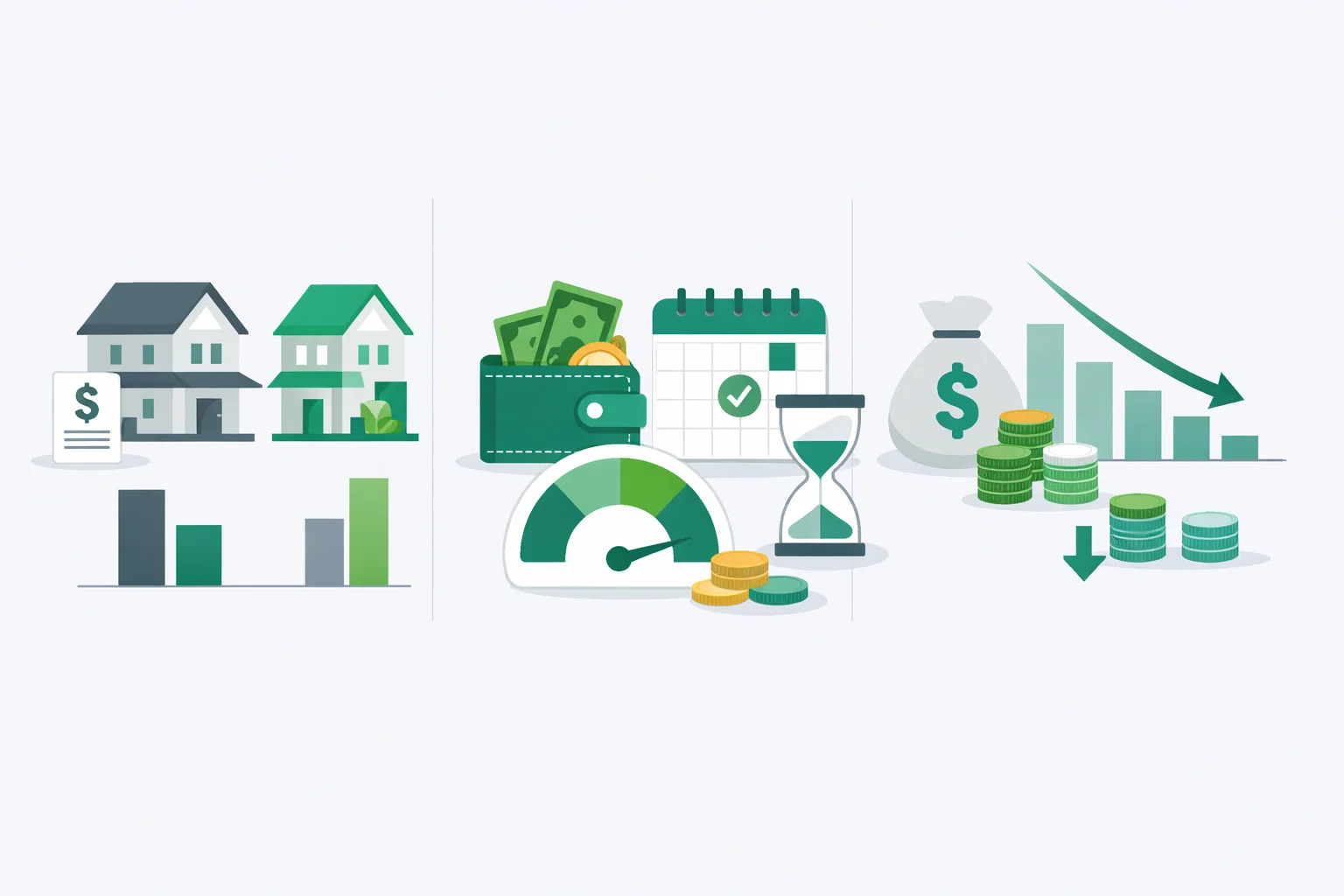 Mortgage refinance calculator comparing a current loan to a new lower-rate loan with monthly savings, break-even month, and total interest saved